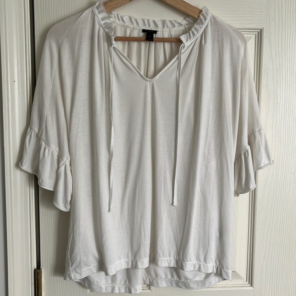 White Flowy Jcrew Butterfly Sleeve Top
